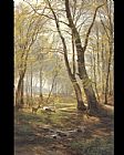 Carl Fredrik Aagard A Woodland Scene With Deer painting